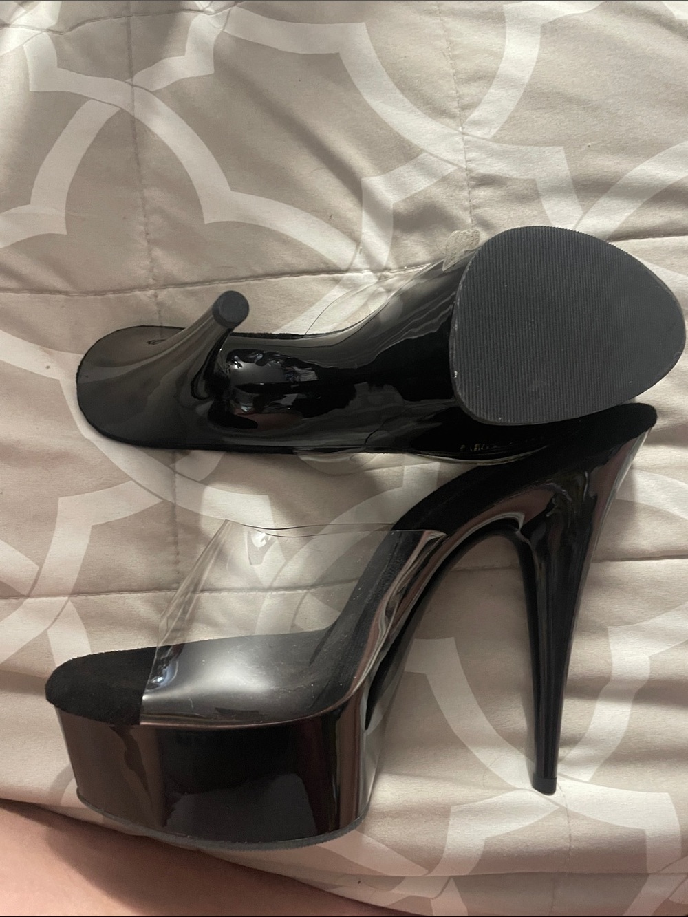 Pleaser Black Clear Platform Stiletto Heels